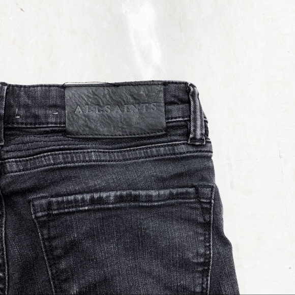 ALL SAINTS Washed Black Biker Fit Skinny Jeans 25 - Picture 10 of 13